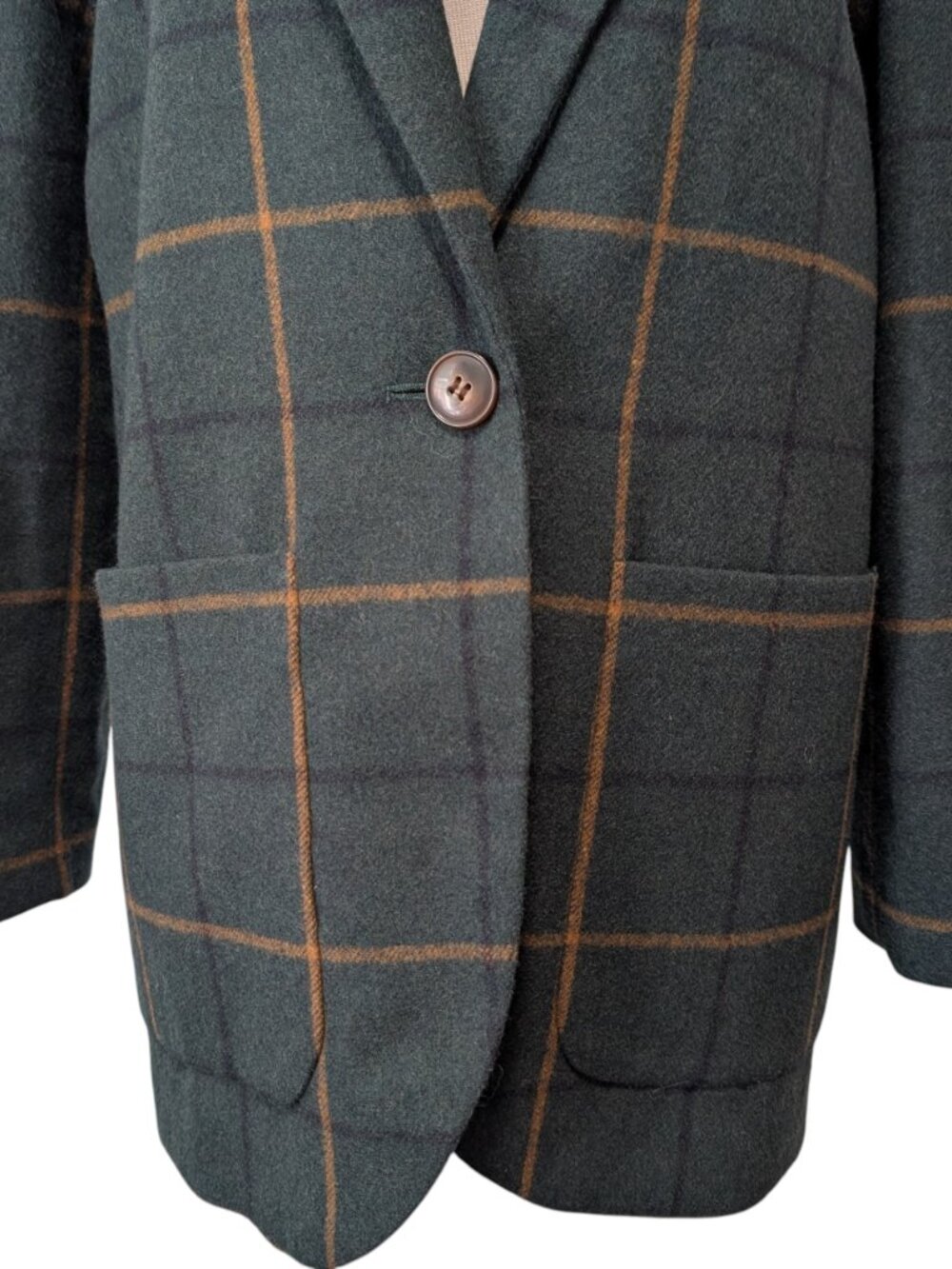 Madewell Womens Size S Green Larsen Windowpane Oversized Wool Blend Blazer Top - Picture 6 of 11